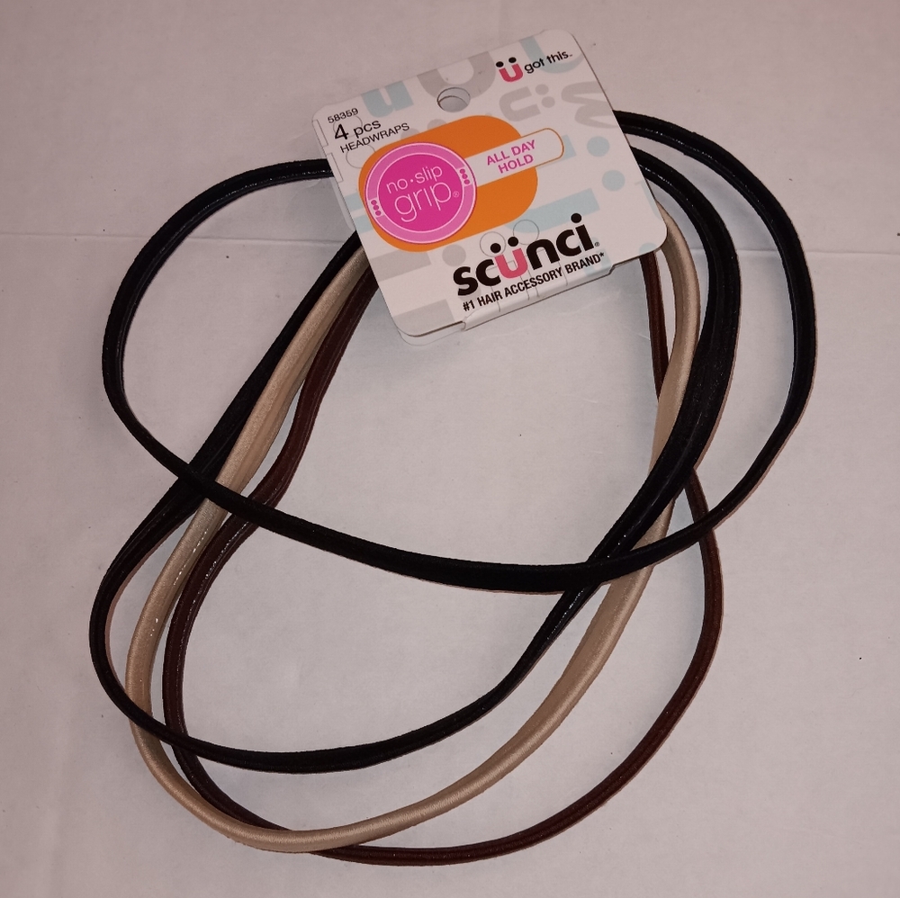 Scunci Black Brown Tan Cream Non Slip Skinny Headband Hair Wrap